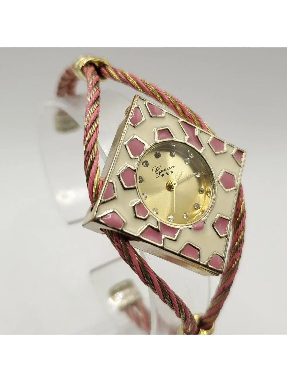 Geneva 3 Star Multicolor Cuff Band Womens Watch 38mm New Battery